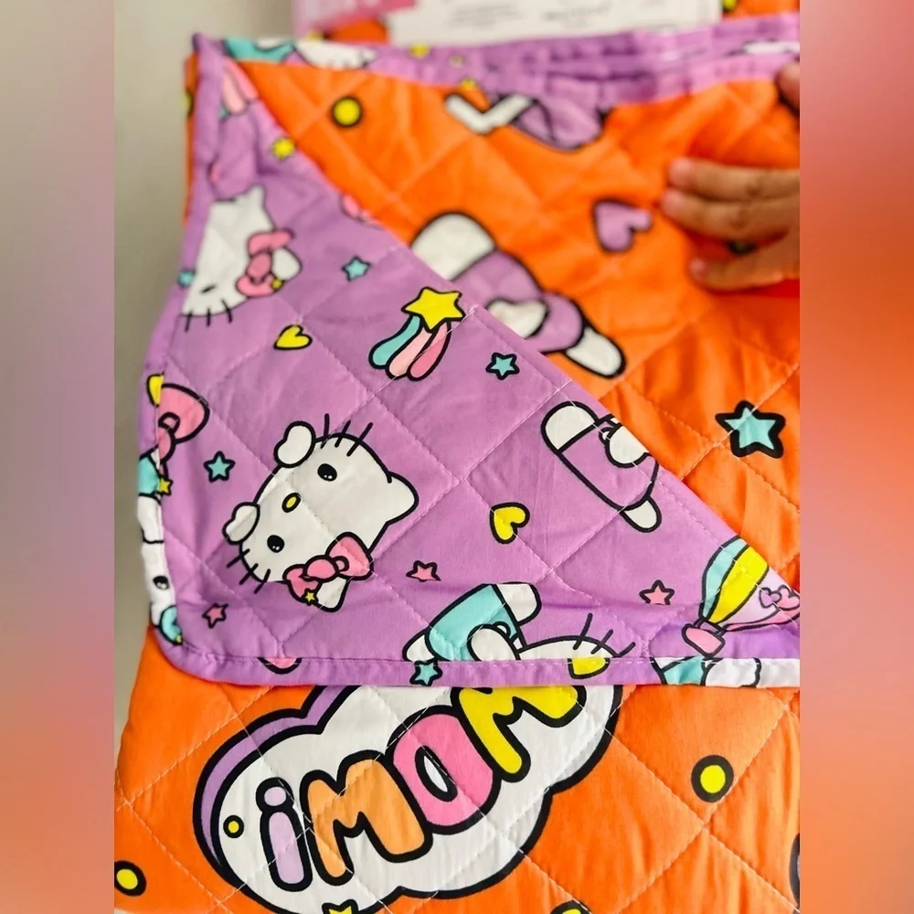 Hello kitty Twin quilted blanket NEW 60in X 90in has two sizes